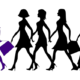 multiple black icons of women following a purple icon of a woman