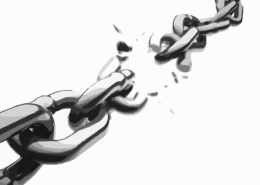broken silver chain creating an impact